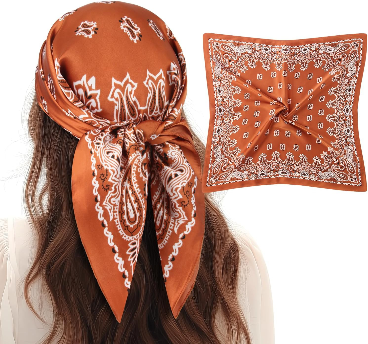 1 Pcs 27.5 Inches Satin Head Scarf Silk Like Stain Bandana Sleeping Hair Wrap Hair Scarf for Women | Amazon (US)