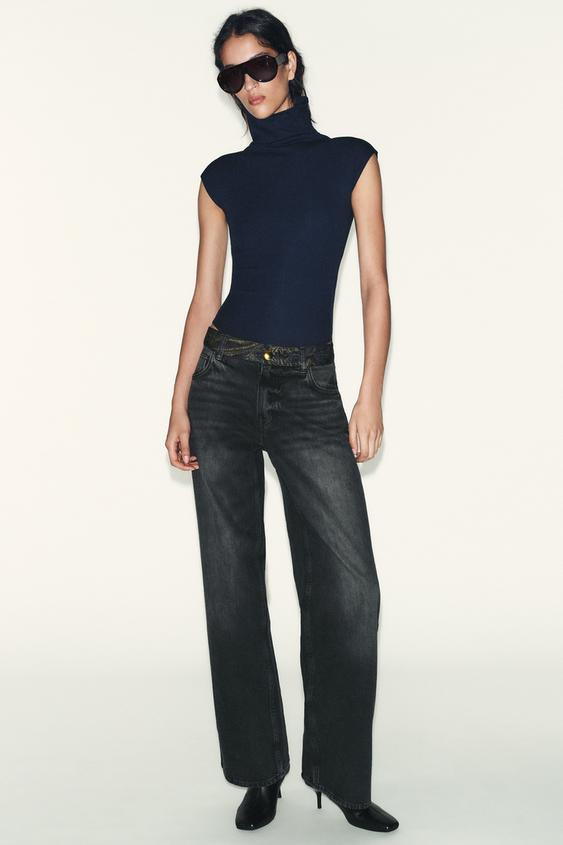 COTTON HIGH COLLAR BODYSUIT | Zara US