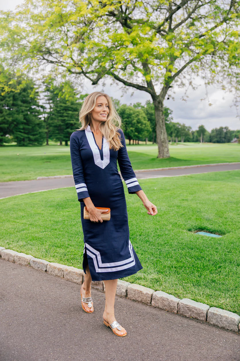 Navy Long Sleeve Classic Maxi Tunic | Sail to Sable