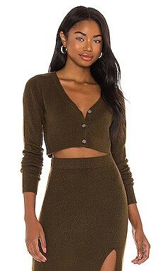 L'Academie Drew Cardigan in Moss Green from Revolve.com | Revolve Clothing (Global)