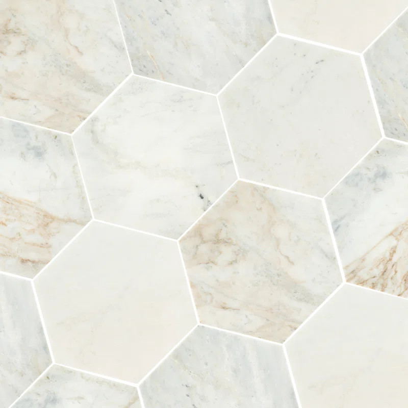 8" Arabescato Venato Hexagon Honed Marble Tile | Wayfair North America