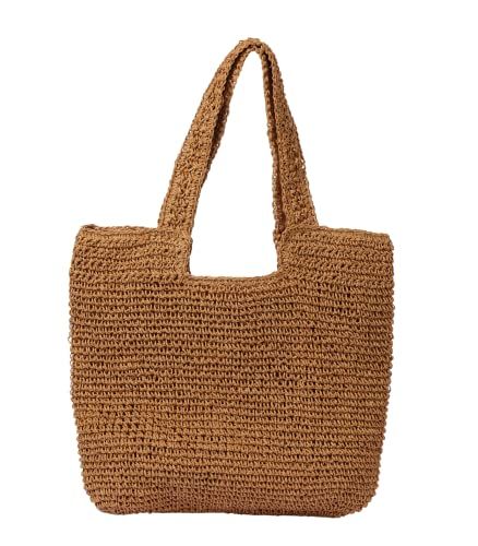 Beach Bags for Women - Summer Soft Large Woven Shoulder Purse Handbag, Beach Tote Straw Bag for S... | Amazon (US)