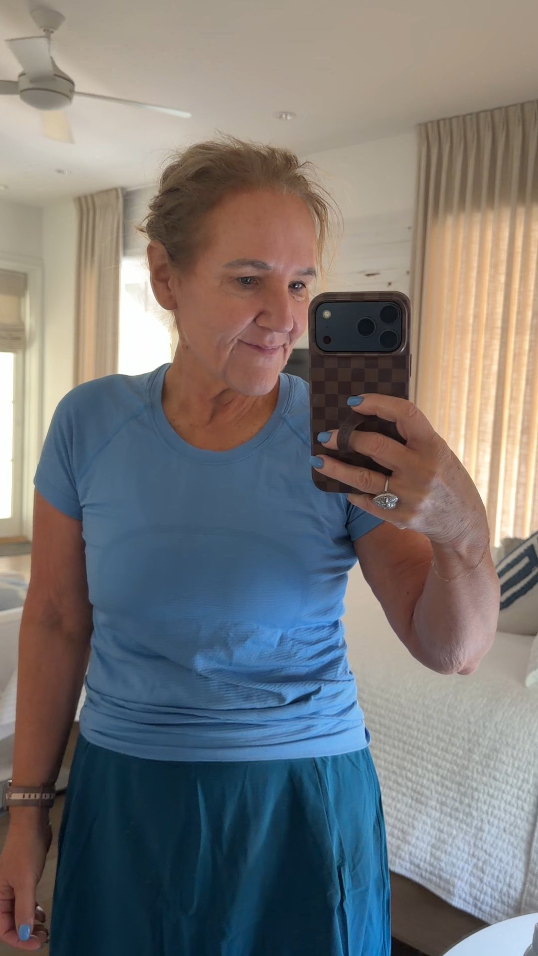 Spanx skort 16” size large 
Top Lulu last year I’ll link similar 
Life the jog bra from spanx! Size medium 

#LTKootd #LTKOver40 #LTKfitnessgoals