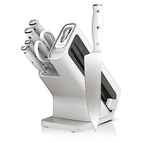 Ninja K12007WHBN NeverDull 7-Piece Prep Knife System, Essential, High Carbon Stainless Steel, Built-in Sharpener, White | Amazon (US)