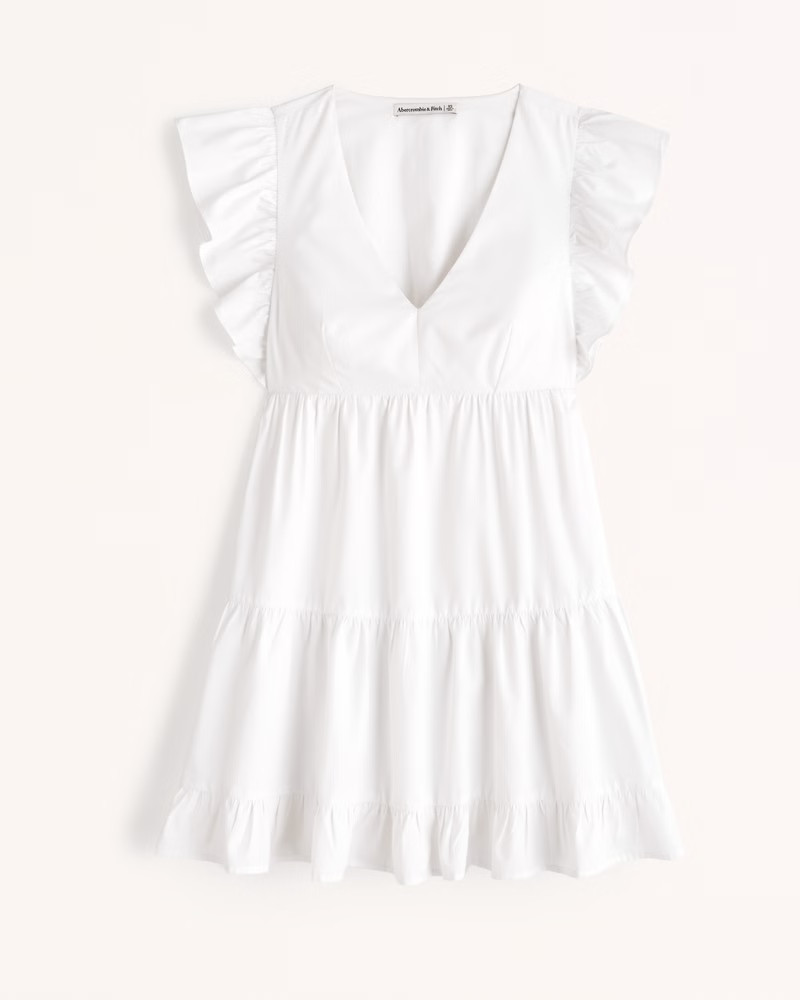 Flutter Sleeve Tiered Mini Dress | Abercrombie & Fitch (US)