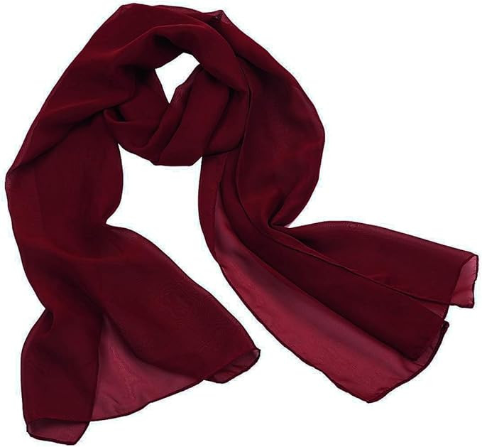 Chiffon Scarf, head scarf,Wrap,chiffon scarves, Wrap Shawl, Plain Colors Shawl(DDN43PJ2) (Burgund... | Amazon (US)