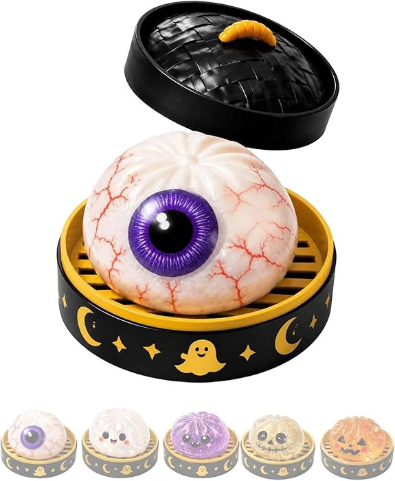 Halloween Spooky Ghost Dumpling,Colorful Dumplings Stress Balls with Food Steamer (Black) | Amazon (US)