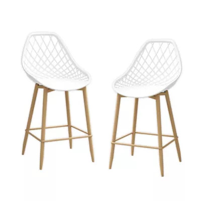 Jamesdar® Kurv Counter Chairs in White (Set of 2) | Bed Bath & Beyond