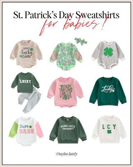 St. Patrick’s Day sweatshirts and outfits for Kids! Aren’t these super cute for your baby or little one?

St. Patrick’s Day Outfits | Baby Clothes | Outfits for Babies

#LTKbump #LTKfamily #LTKbaby