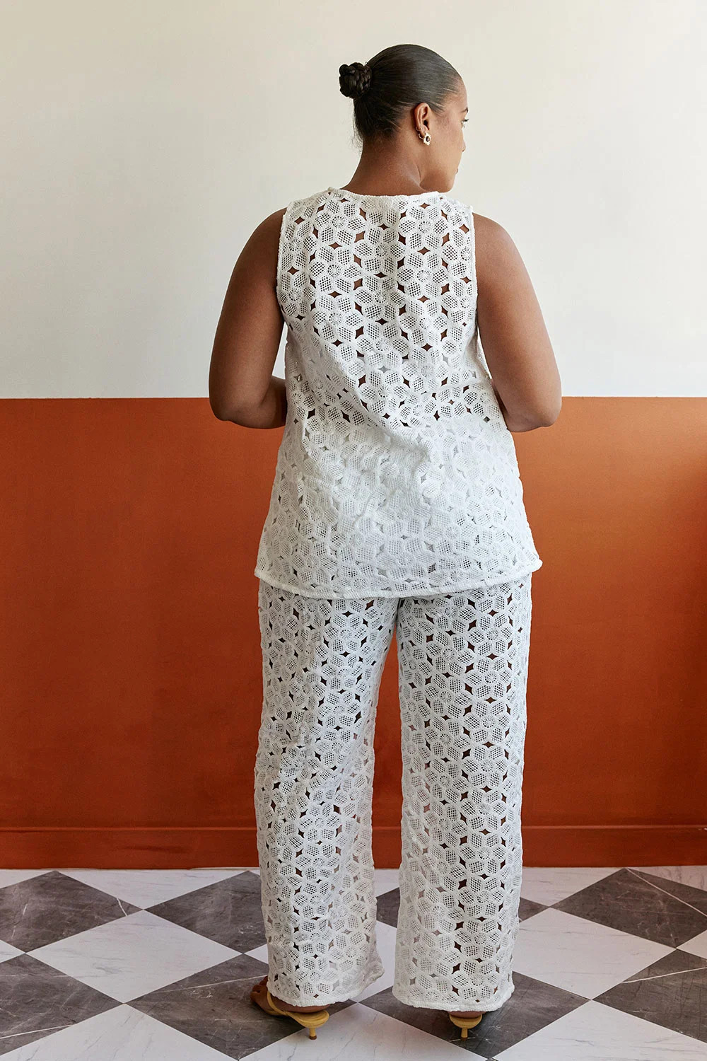 White Semi Sheer Doily Boxy Talisman Top | Sabo Skirt US
