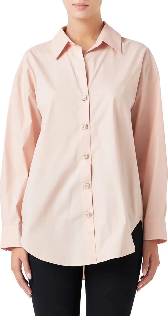 Endless Rose Embellished Oversize Cotton Shirt | Nordstrom | Nordstrom