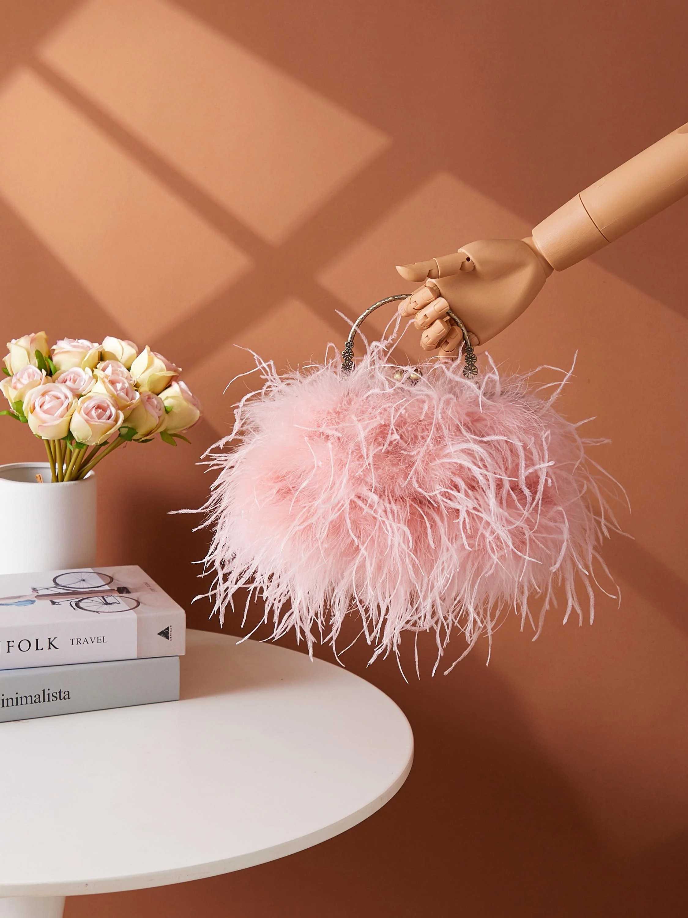 Pink Ostrich Feather Handbag – Fluffy Long Feather Clutch Purse for Party | Etsy (Global)