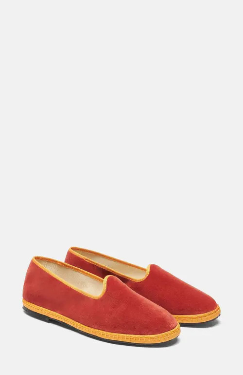 SCAROSSO Negroni Slippers in Orange - Velvet at Nordstrom, Size 40 | Nordstrom