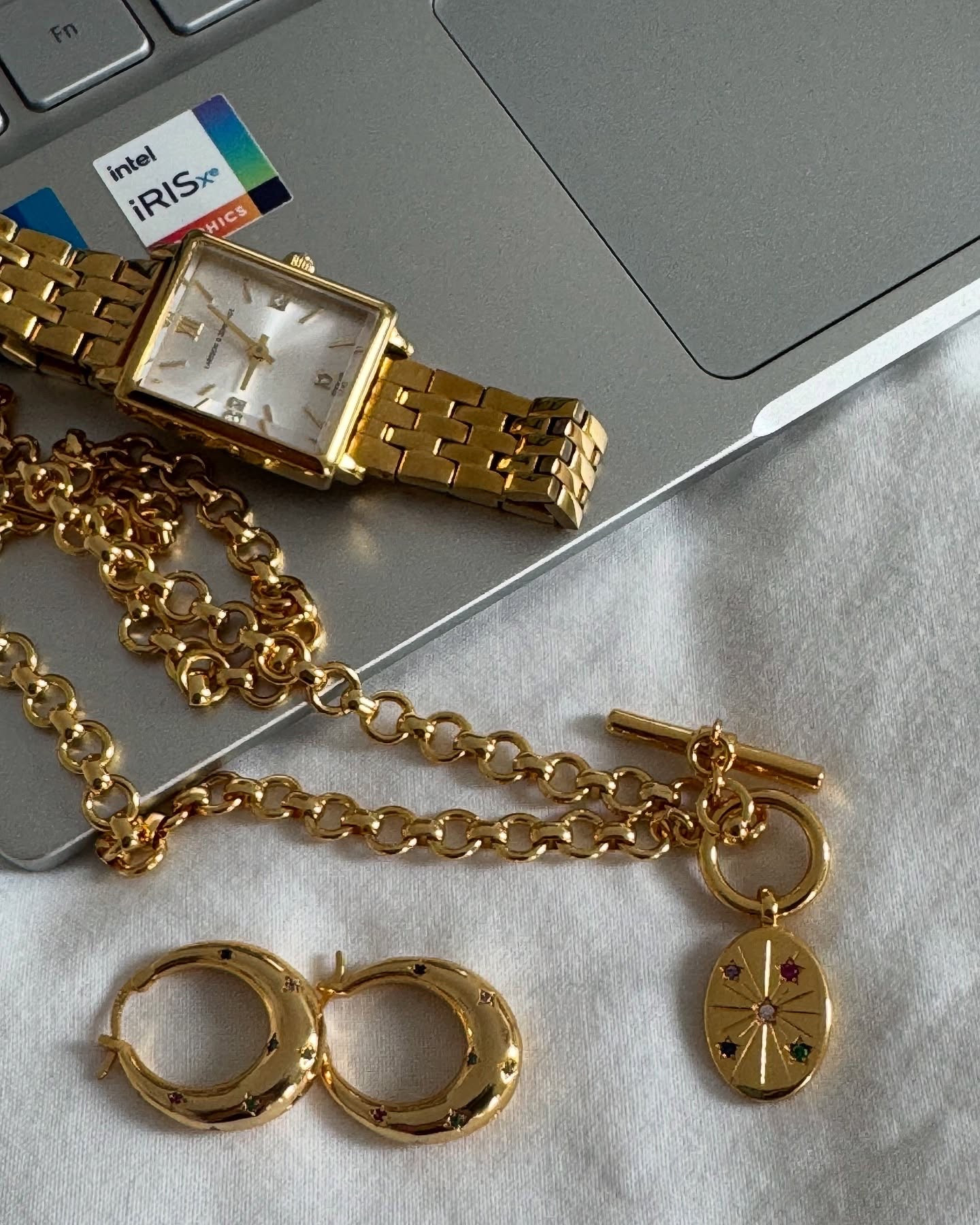 my current jewellery rotation ✨ #loveeb 

💌 @estellabartlett necklace & earrings 
💌 @larssonjennings gold watch

#LTKeurope #LTKsummer #LTKgiftguide