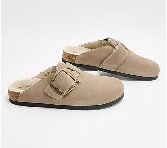 White Mountain Leather Faux Fur Clog- Big Sur - QVC.com | QVC