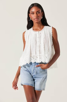 Alisa High Low Eyelet Top | ASTR The Label (US)