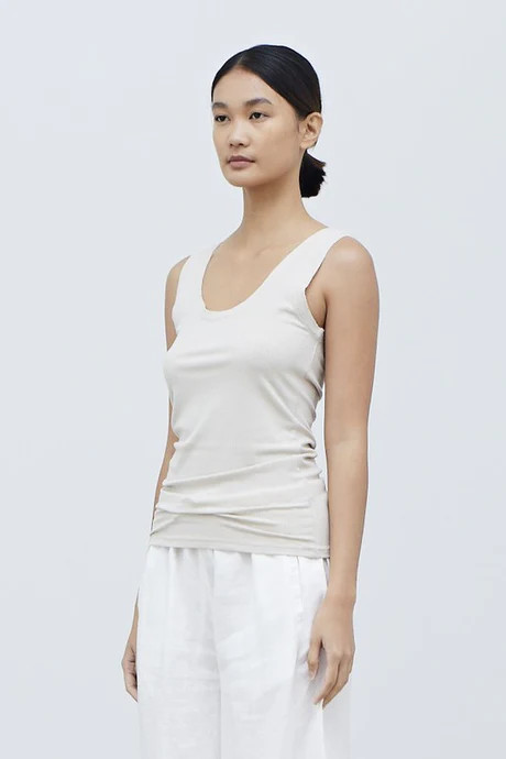 Rana Low Neck Ribbed Tank Top - White | Benaar La