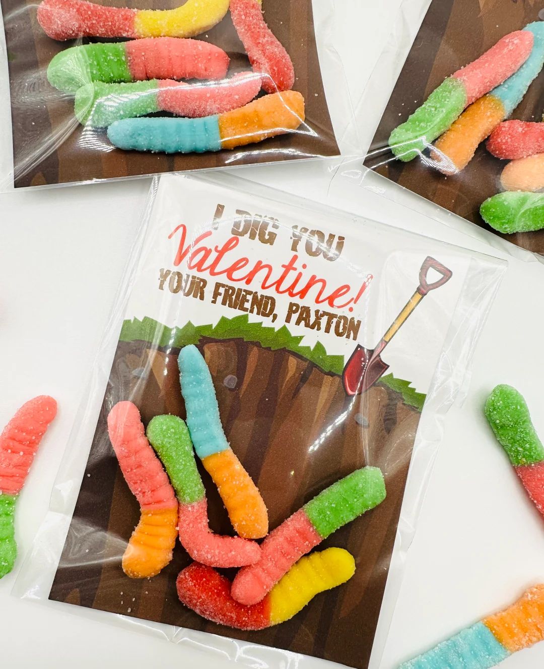 I DIG YOU Gummy Worm Valentine's Day Treat Tags Cards Set - Etsy | Etsy (US)