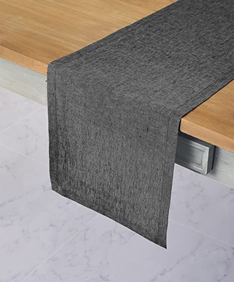Solino Home Charcoal Grey Linen Table Runner – 100% Pure Linen 14 x 90 inches Table Runner for ... | Amazon (US)