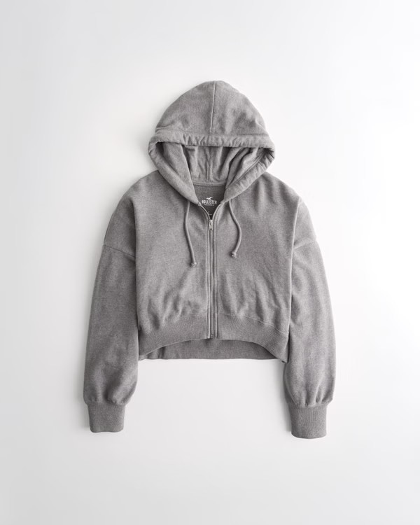 Women's Crop Full-Zip Hoodie | Women's Up To 60% Off Select Styles | HollisterCo.com | Hollister (US)