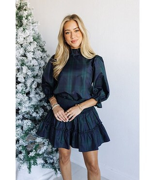 J.Marie Katrina A-Line Plaid Print Tiered Mini Skort | Dillard's | Dillard's