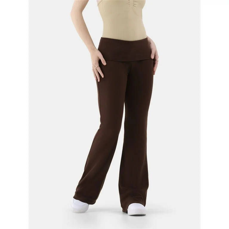 No Boundaries Flare Pants with Foldover Waist, 33" Inseam, Women's | Walmart (US)