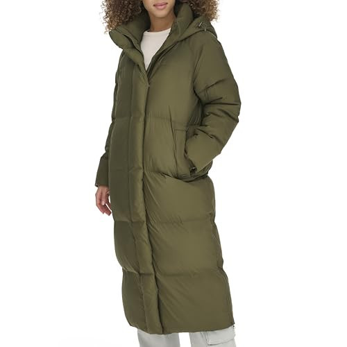 Levi's Women's Cloud Puff Hooded Extra Long Puffer Jacket, Olive, Large | Amazon (US)
