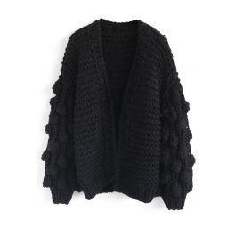 Süße Ärmel - Kuschelige schwarze Strickjacke | Chicwish