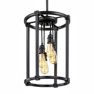 Home Decorators Collection Romaro Row 4-Light Antique Bronze Chandelier with Vintage Bulbs HD-126... | The Home Depot