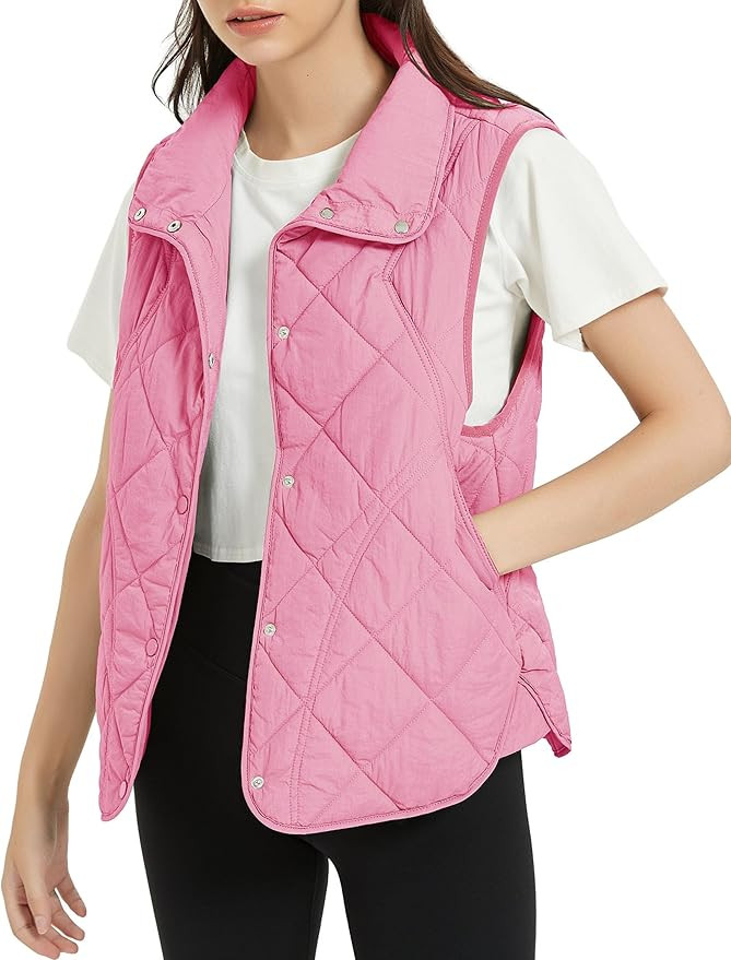 Flygo Women's Quilted Lightweight Vest Stand Collar Sleeveless Button Down Padded Puffer Jacket O... | Amazon (US)