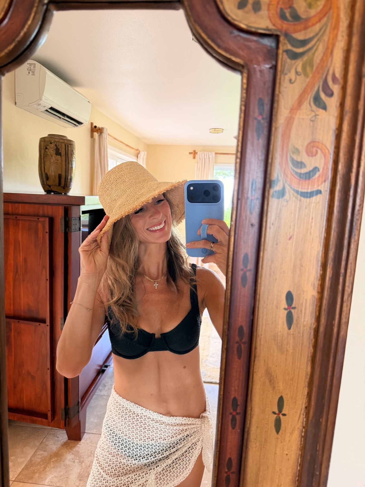 Vacation swim look 🌺☀️ This black Vetchy swimsuit is such a flattering classic, and this $15 Target sarong might be my favorite little find! 🙌🏼 I love that it gives me a little extra coverage around my stomach + booty without actually covering up the whole swimsuit. Easy, cute and only FIFTEEN DOLLARS. 👏🏼 Linking the whole look!
@VETCHY 

Search words: Vetchy swimsuit, black swimsuit, black bikini, underwire bikini top, Target swimsuit cover up, Target sarong, $15 Target cover up, white crochet sarong, crochet swimsuit cover up, beach cover up, vacation swimwear, mom swimsuit, flattering swimsuit, bikini cover up, beach vacation outfit, Hawaii outfit, Lspace hat, bucket hat, straw bucket hat

#LTKSwim #LTKOver40 #LTKTravel