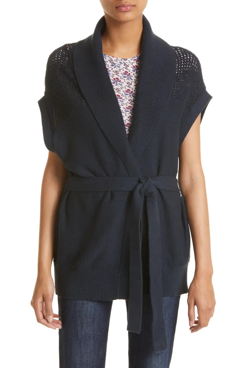 rag & bone Andi Cap Sleeve Open Knit Organic Cotton Blend Wrap Cardigan | Nordstrom | Nordstrom