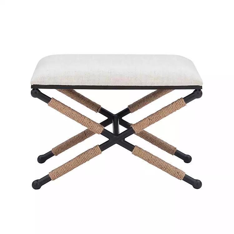 Black Metal Legs Accent Stool with Rope Detail | Kirkland's Home