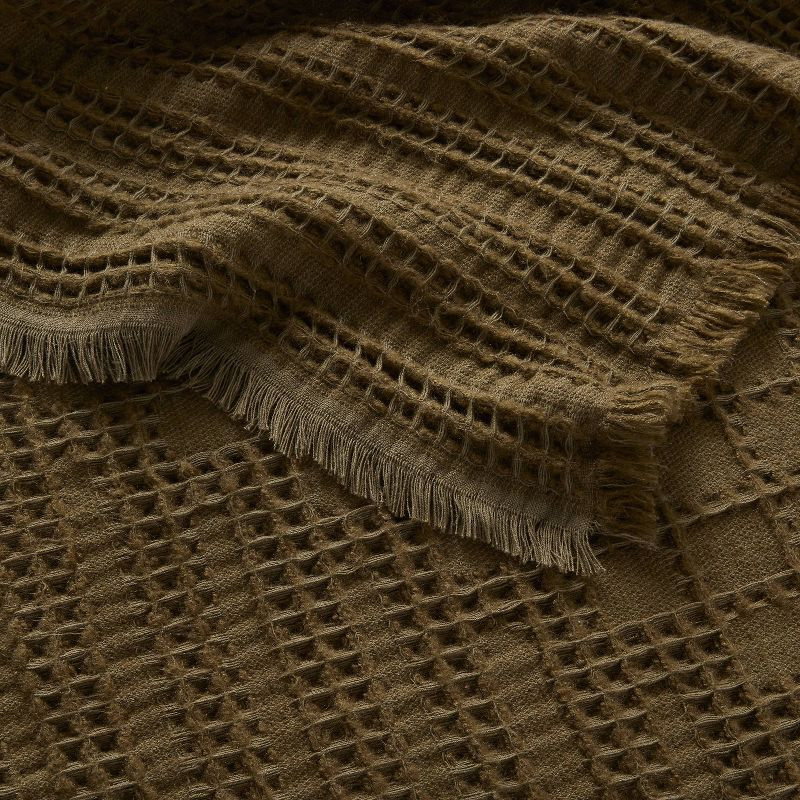 60"x80" Waffle Weave Fringed Bed Throw - Threshold™ | Target