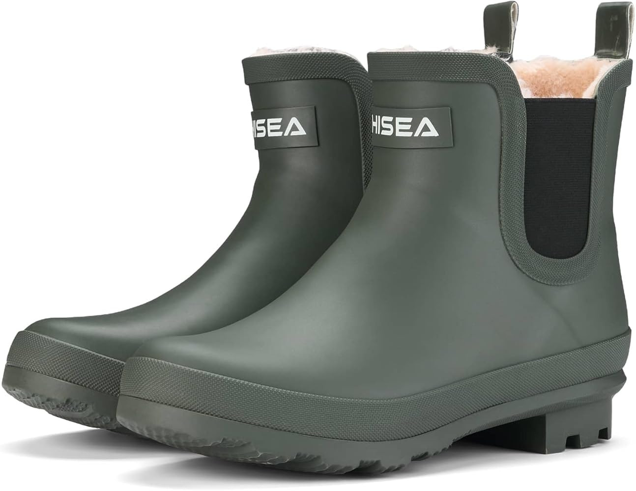 HISEA Women's Plush Rain Boots Waterproof, Chelsea Rubber Booties Women, Ladies Ankle Boots for W... | Amazon (US)