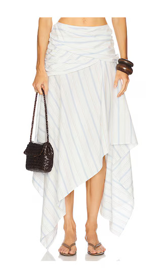 Teagan Skirt in Blue And White Stripes | Revolve Clothing (Global)