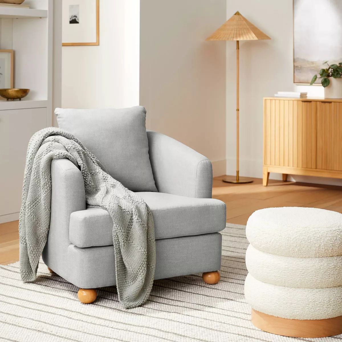 Havenstone Upholstered Accent Chair with Ball Feet Gray (KD) - Threshold™ designed with Studio ... | Target
