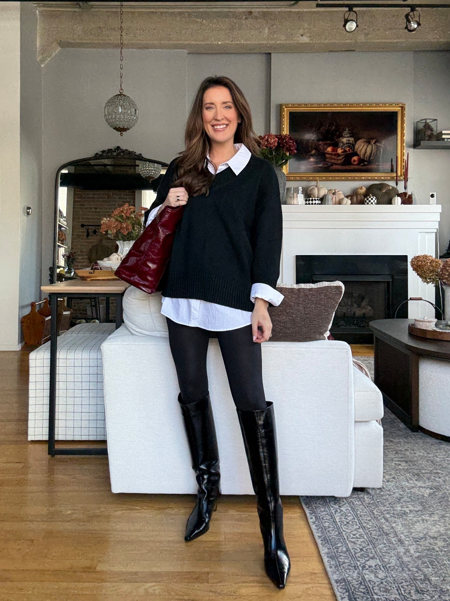 17 week pregnant outfit! An easy way to elevate leggings for the office, lunch meeting or even Thanksgiving! Use code SHELBI15 for 15% off of my new boots! Love the low heel. SO worth the splurge. 

#LTKHoliday #LTKBump #LTKWorkwear