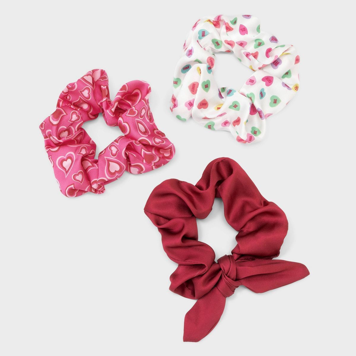 Valentine's Day Mixed Print Satin Hair Twister Set 3pc | Target