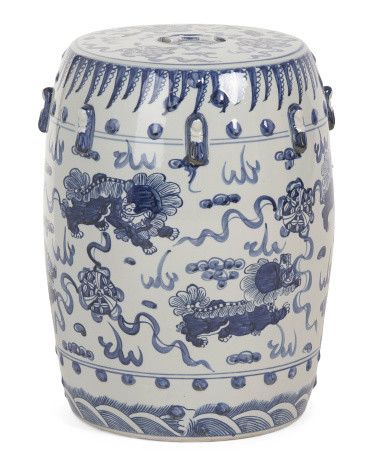 Porcelain Lion Motif Stool | TJ Maxx