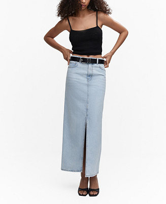 MANGO Women's Slit Denim Skirt - Macy's | Macy's
