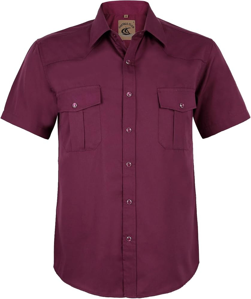 COEVALS CLUB Men's Western Cowboy Short Sleeve Pearl Snap Casual Plaid Work Shirts | Amazon (US)