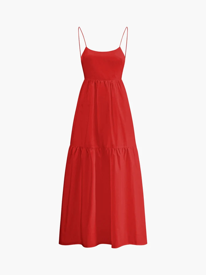 Solid Backless Long Dress | Commense