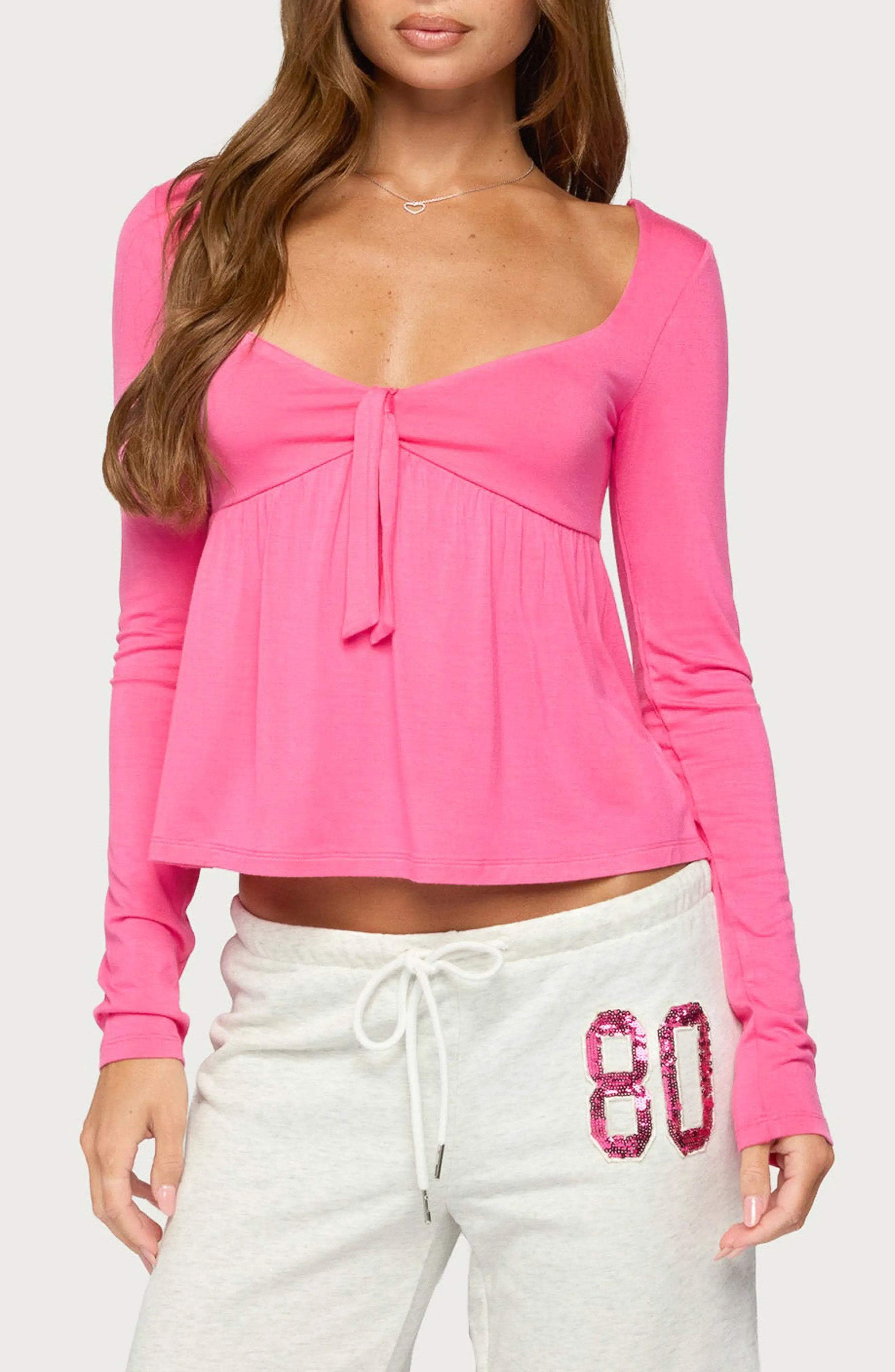 EDIKTED Edra Long Sleeve Babydoll Top (Women) | Nordstrom | Nordstrom