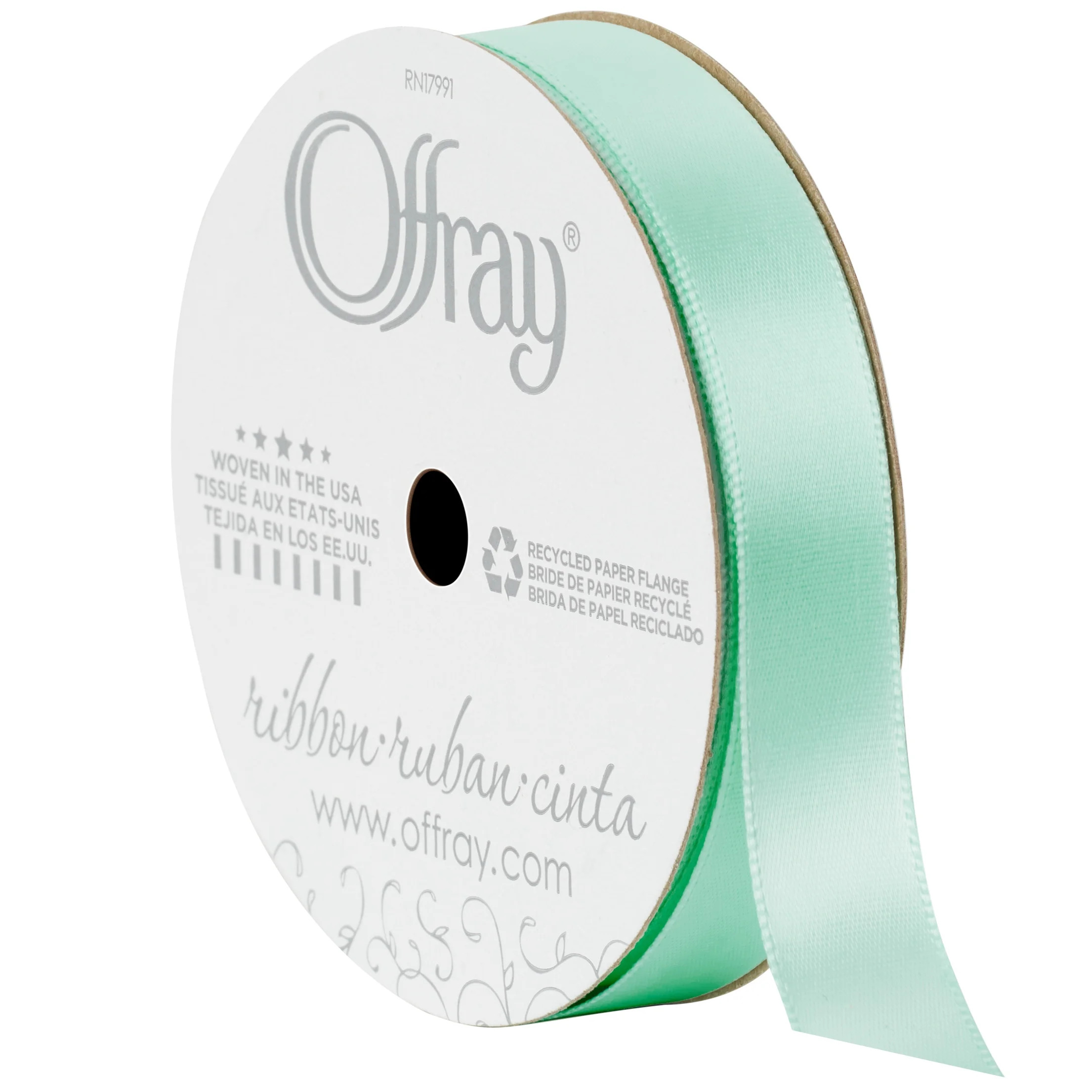 Offray Ribbon, Mint Green 5/8 inch Single Face Satin Polyester Ribbon, 18 feet | Walmart (US)