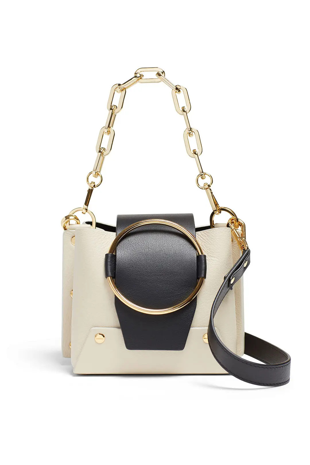 Cream and Black Delila Mini Bucket Bag | Rent The Runway