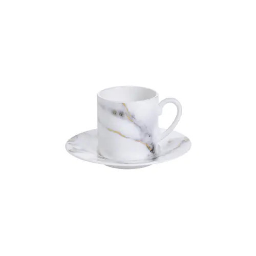 Prouna Marble Venice Fog Espresso Cup & Saucer in White at Nordstrom | Nordstrom