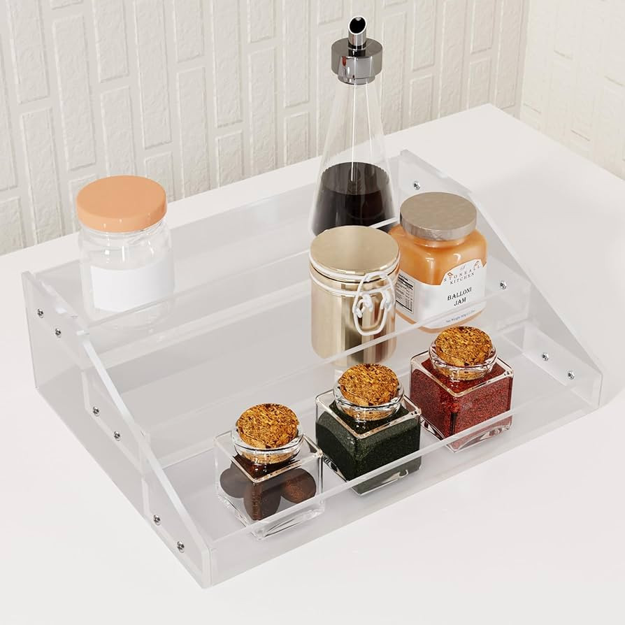 WUIVIUT Spice Rack Organizer For Cabinet, 3 in/Tier Acrylic Tiered Spice Shelf Can Storage Organi... | Amazon (US)
