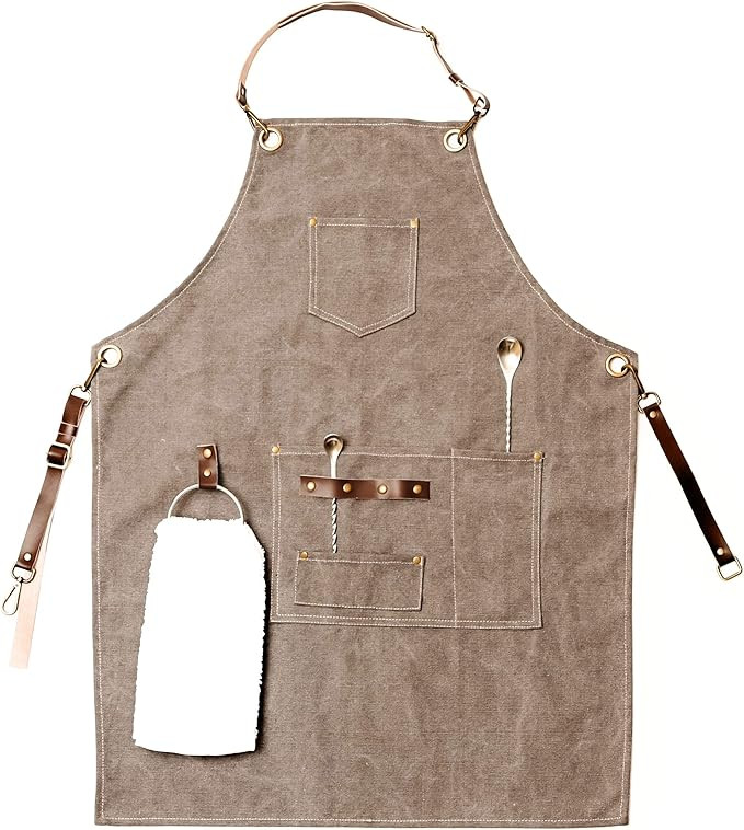 Barista Apron, Canvas Apron, BBQ Apron for Men, Bartender Apron | Amazon (US)