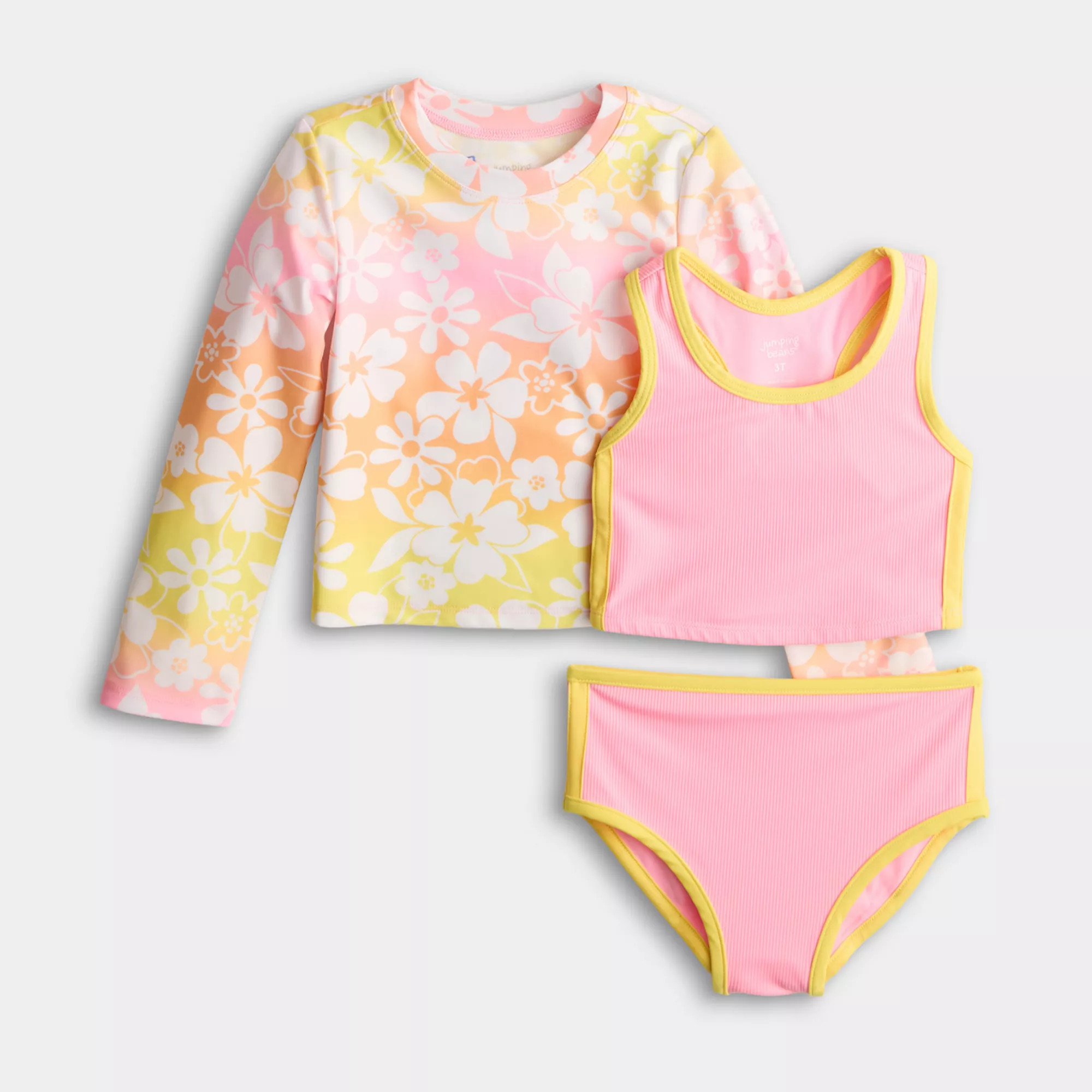 Baby & Toddler Girl Jumping Beans® 2-pc. Racerback Bikini & Rashguard Set | Kohl's